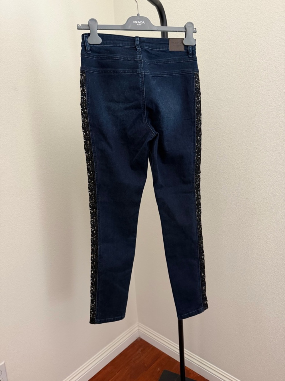 Dark Blue Women’s Jeans with Lace-Trim Side Panel - Picture 5 of 5